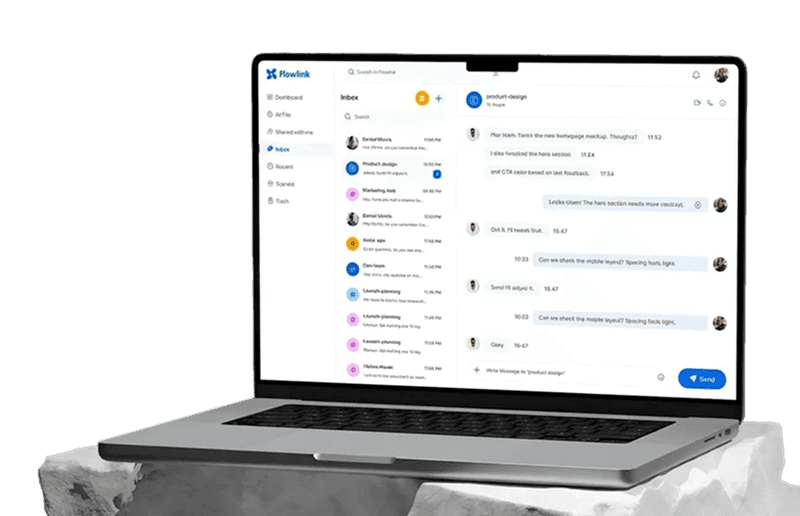 Vocantly customer conversation workspace shown on a laptop